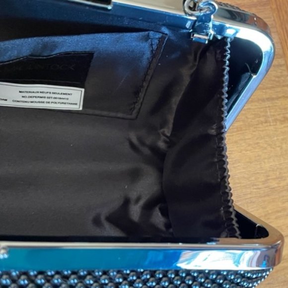 Vintage JESSICA McCLINTOCK BLACK EVENING CLUTCH Opt. Chain, Prom Party Cocktail - Picture 7 of 12